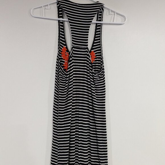 THML Embroidered Striped Maxi ress Black White Orange Size XS - Picture 6 of 7